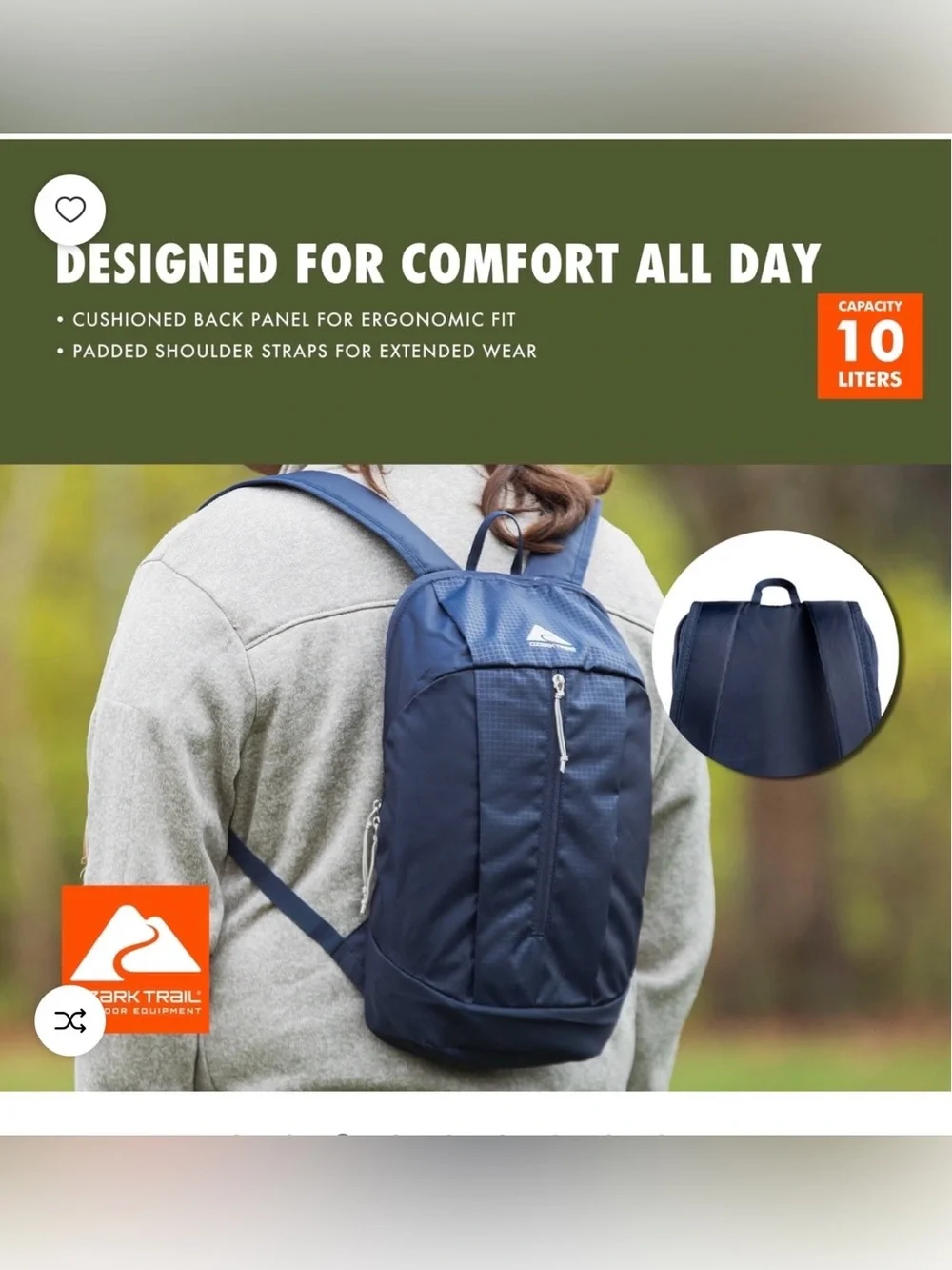 Ozark Trail Navy Lightweight Daypack with Padded Straps